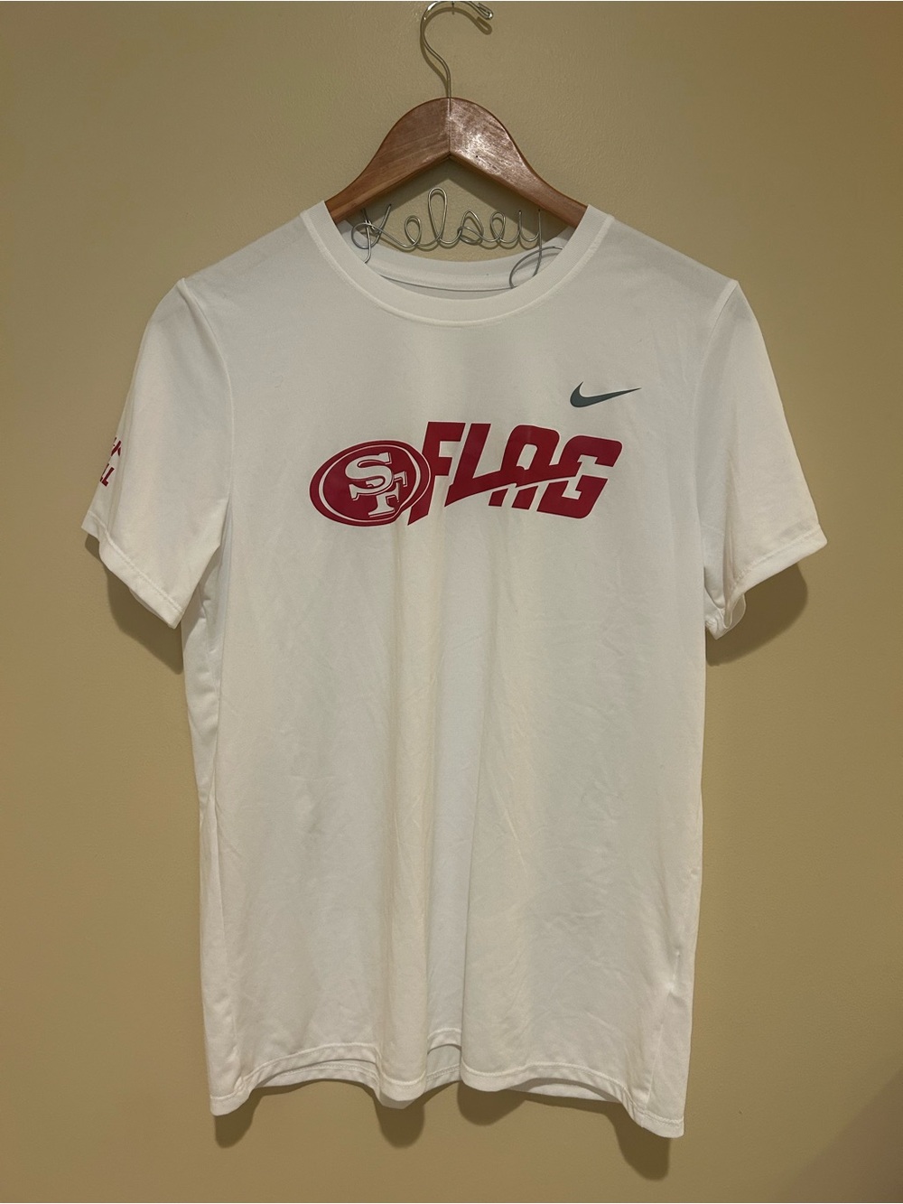 Nike Tee Dri-Fit Men’s White San Francisco 49ers Flag Graphic T-Shirt Size Large